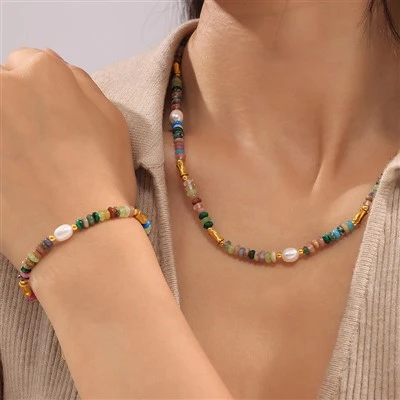Boho Dopamine Pearl Ntuj Pob Zeb Bracelet