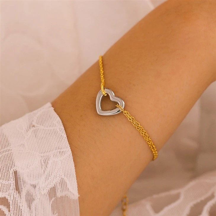 Two Tone Heart Bracelet