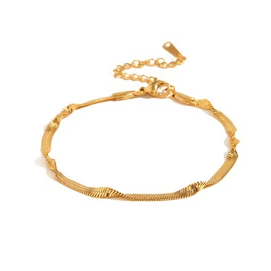 Kub Plated Herringbone Bracelet