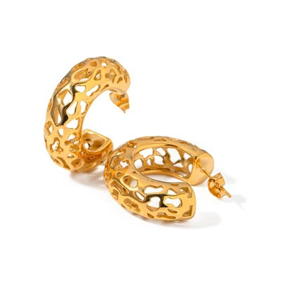 Hollow Big C HOOP Stud Earring