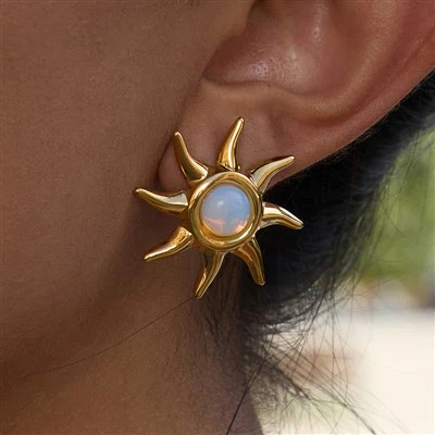 Moonstone Sun Earring