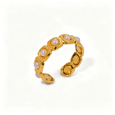 Pearl Bezel Band Nplhaib