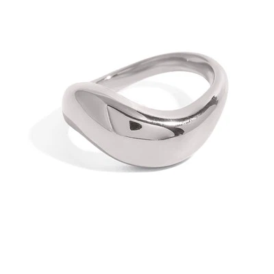 Stainless hlau Bold Wave Ring