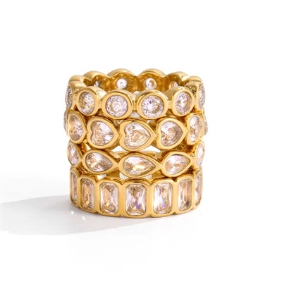 Stainless hlau Heart Eternity Ring