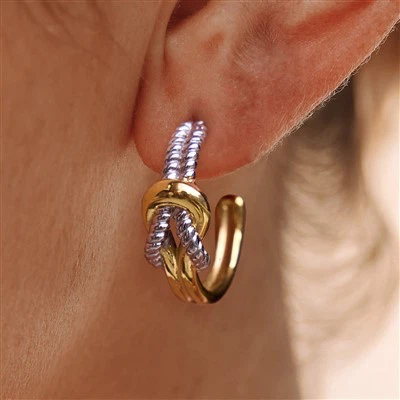 Stainless Hlau Ob Tone Knot Hoops