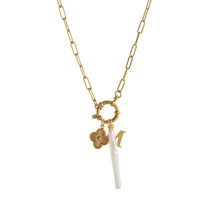 Vintage Heart And Letter Charm Paperclip Necklace suppliers