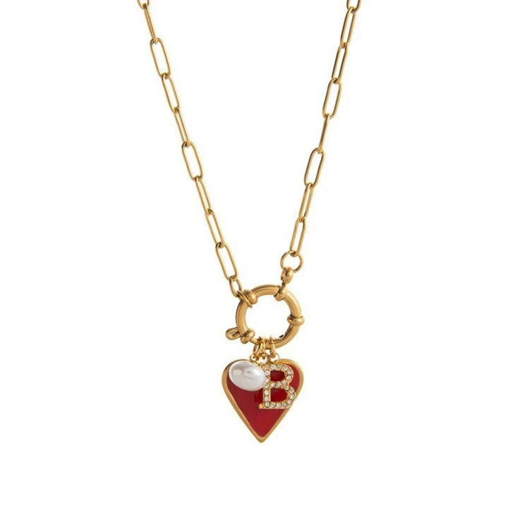 Vintage Heart And Letter Charm Paperclip Necklace price